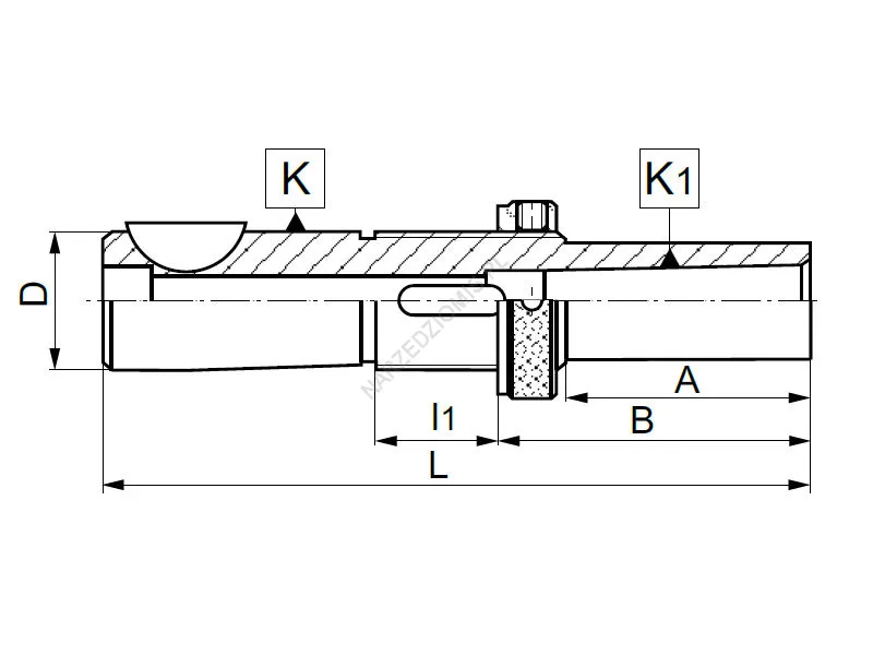 Rysunek techniczny: Tuleja redukcyjna wydłużona z chw. DIN 6327 na chw.Morse'a: T.1833 REG 16/MS1 100mm KOLNO